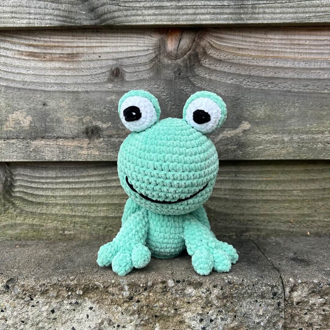 Freddy Frog, een zachte, schattige en grappige knuffel te koop bij De Garengarage